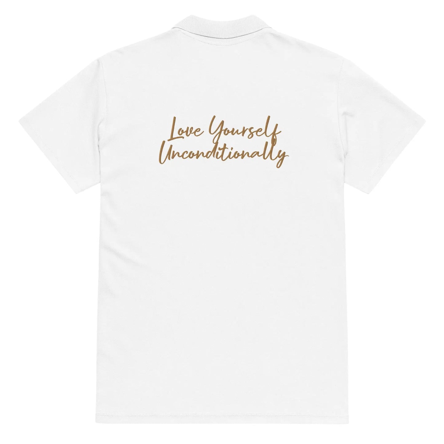 Self Love Premium pique polo shirt with Old Gold Embroidery