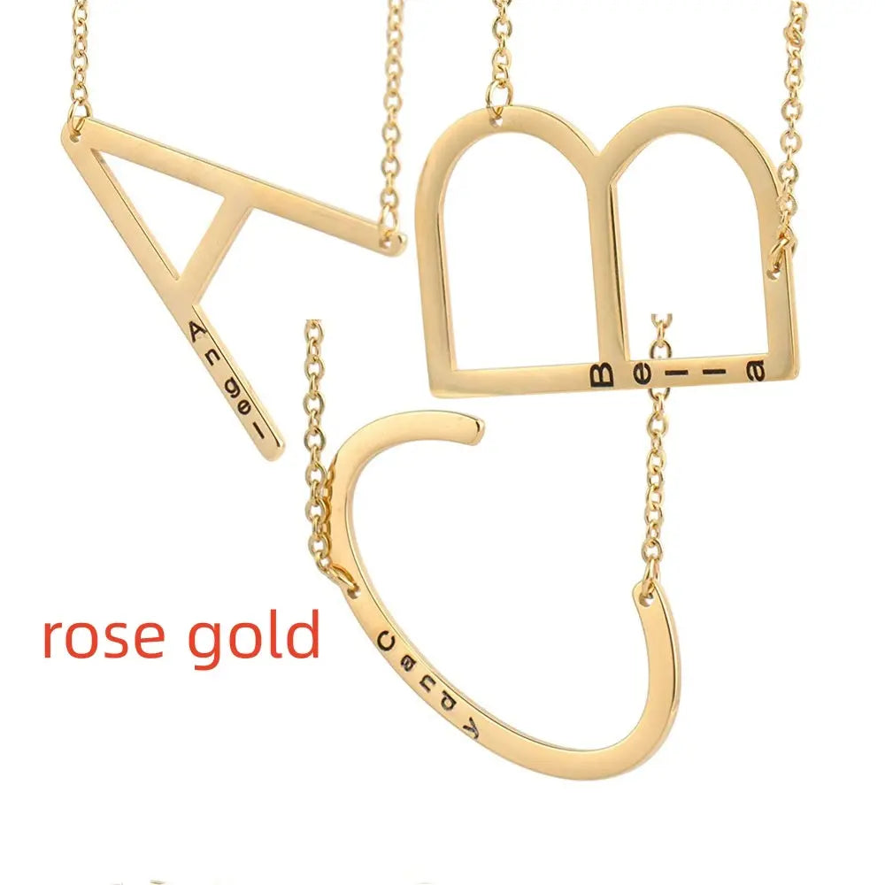 26 English Letter Pendant European Titanium Steel Necklace - Letter Pendant necklace