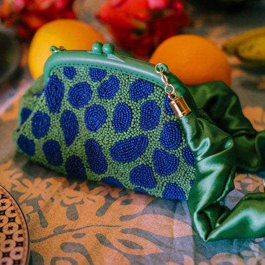 the Arnoldi Jade Clutch Bag In Lush Green & Blue