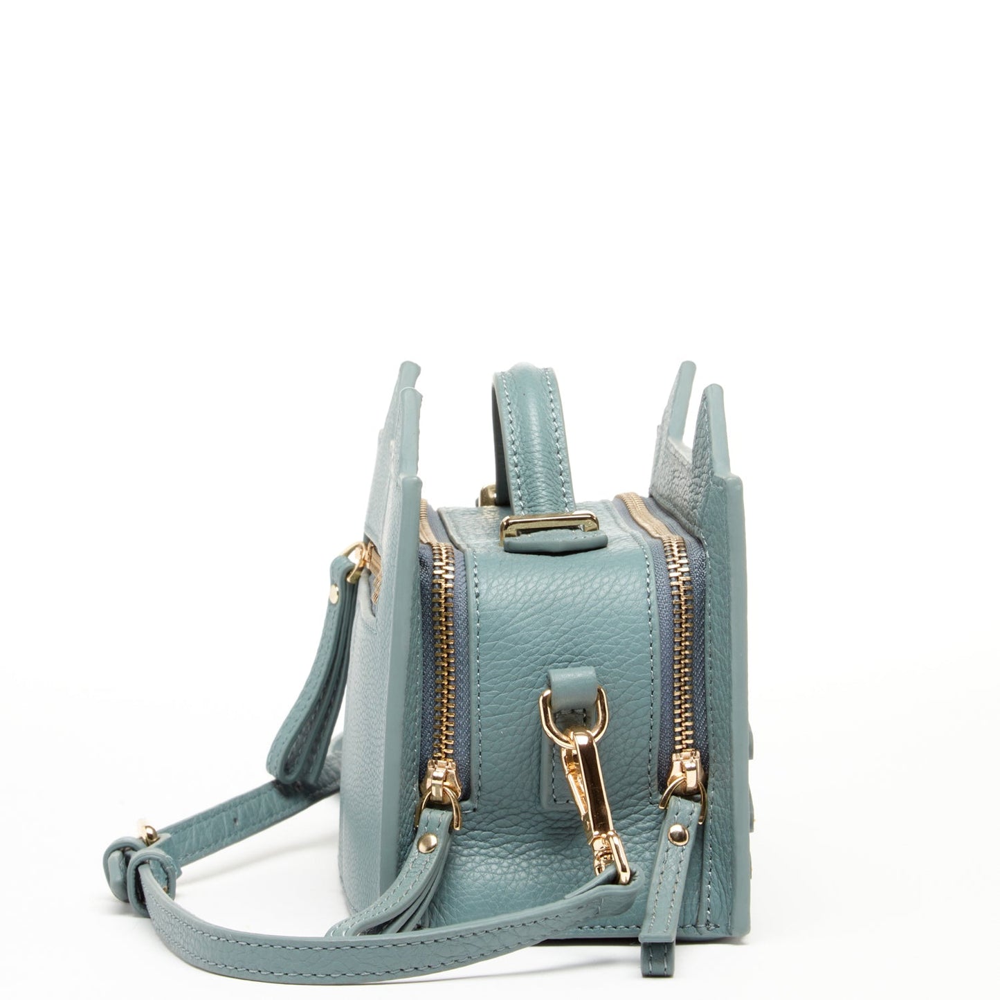 Leather Cat Purse Crossbody Bag Mineral Blue
