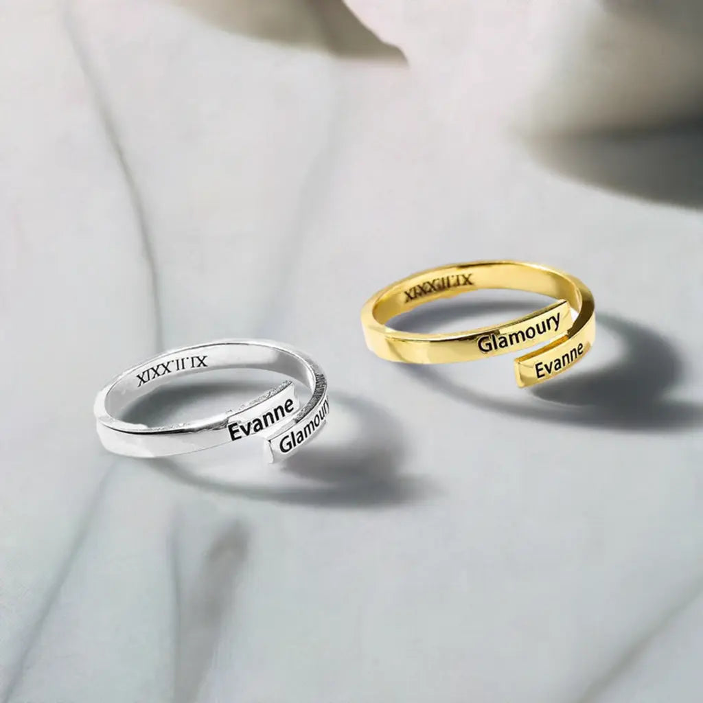 Full Silver 2-Name Ring - sterling silver ring