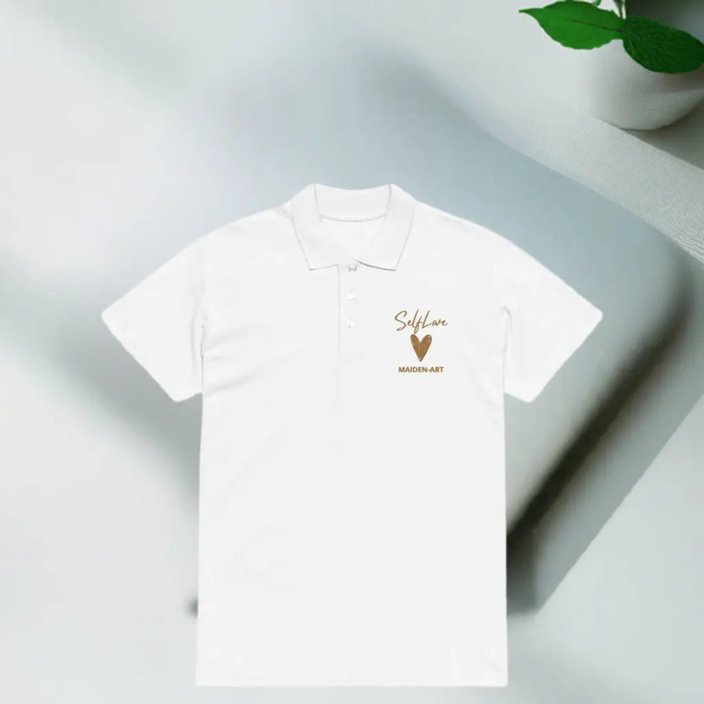 Self Love Premium pique polo shirt with Old Gold Embroidery
