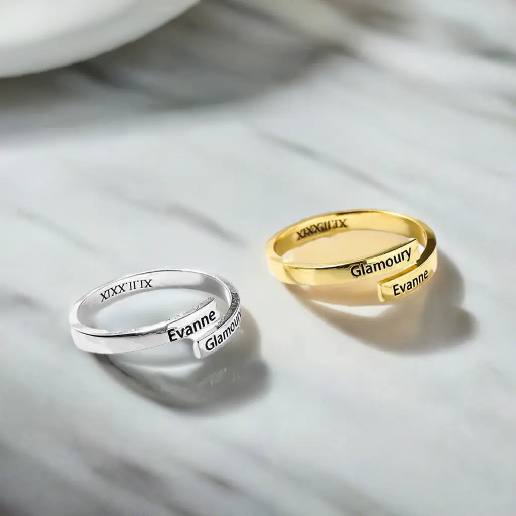 Full Silver 2-Name Ring - sterling silver ring