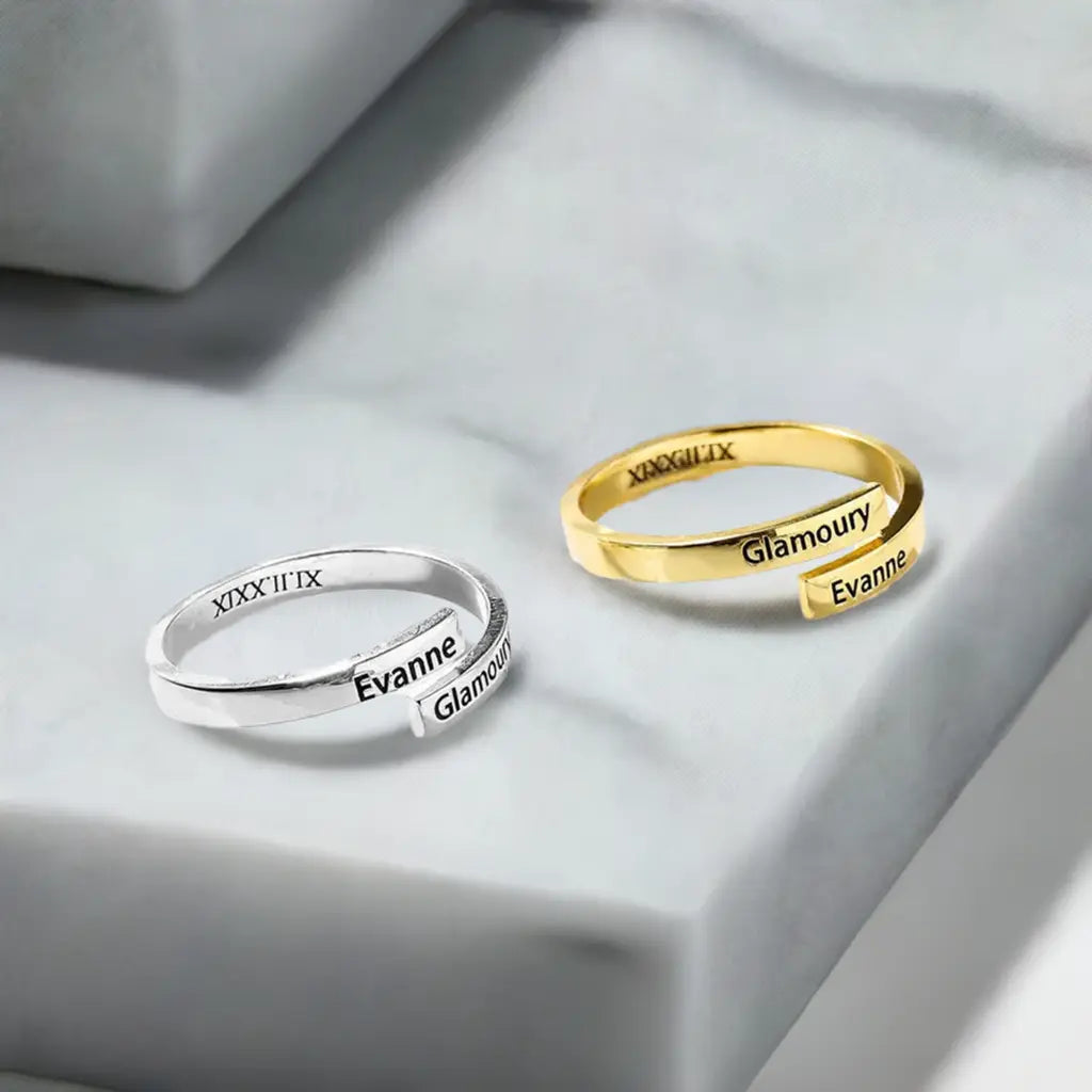 Full Silver 2-Name Ring - sterling silver ring