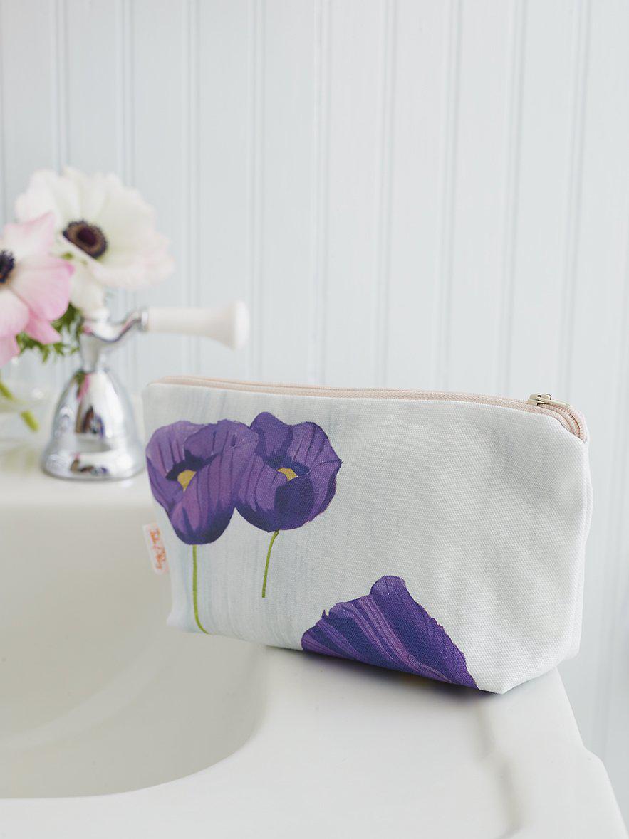 Makeup Bag: Purple Poppies on Snow
