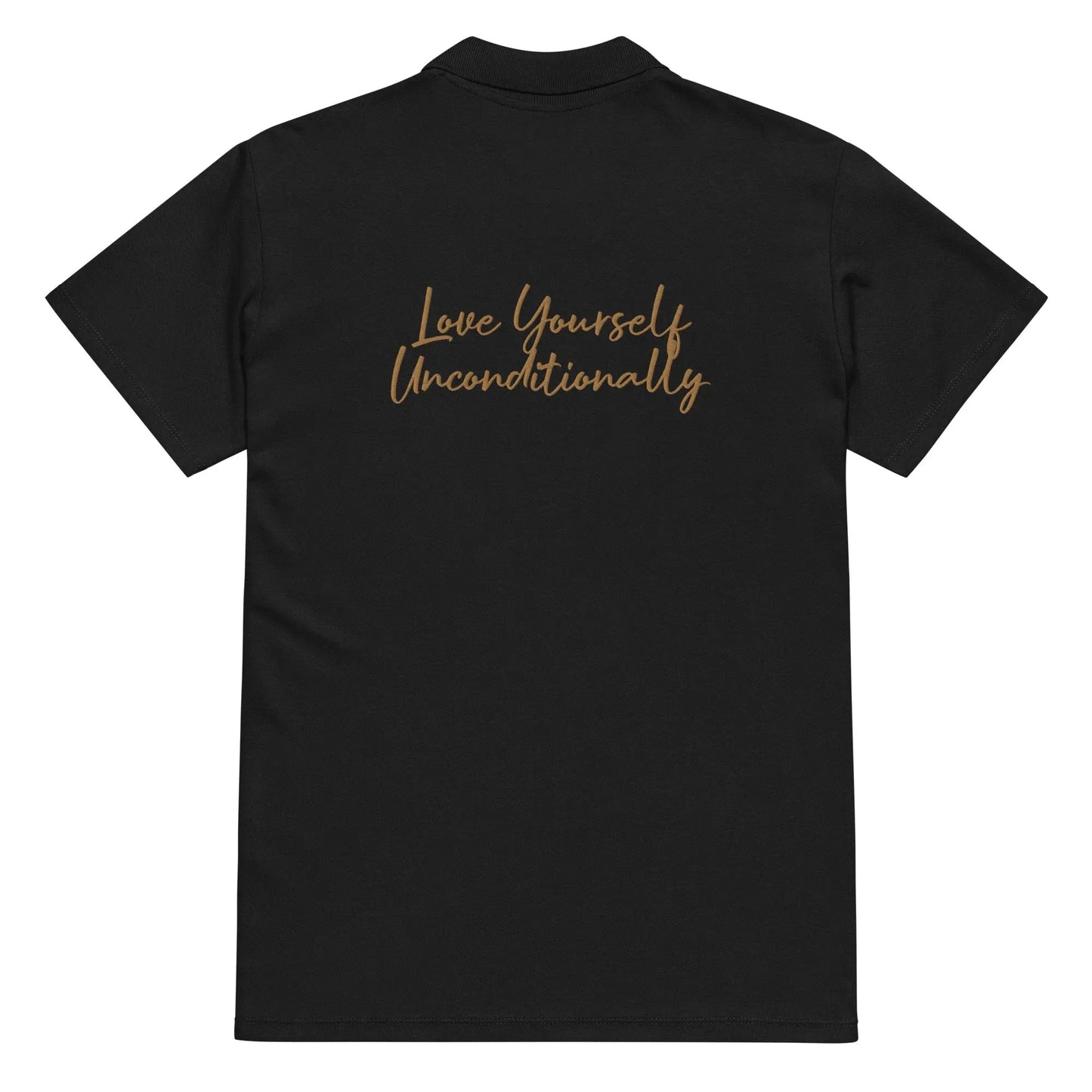 Self Love Premium pique polo shirt with Old Gold Embroidery
