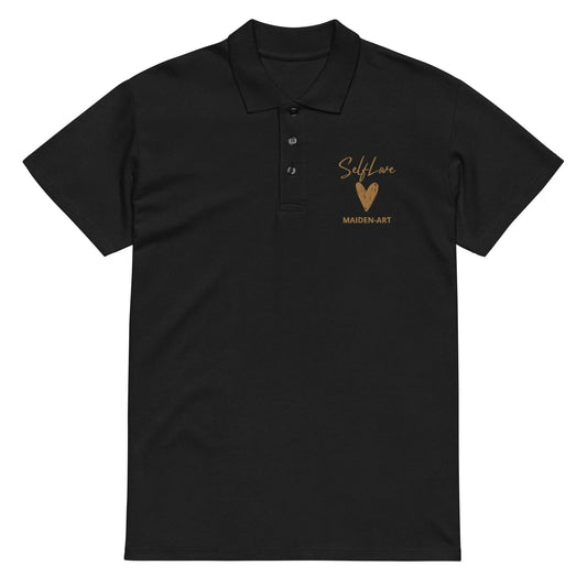 Self Love Premium pique polo shirt with Old Gold Embroidery