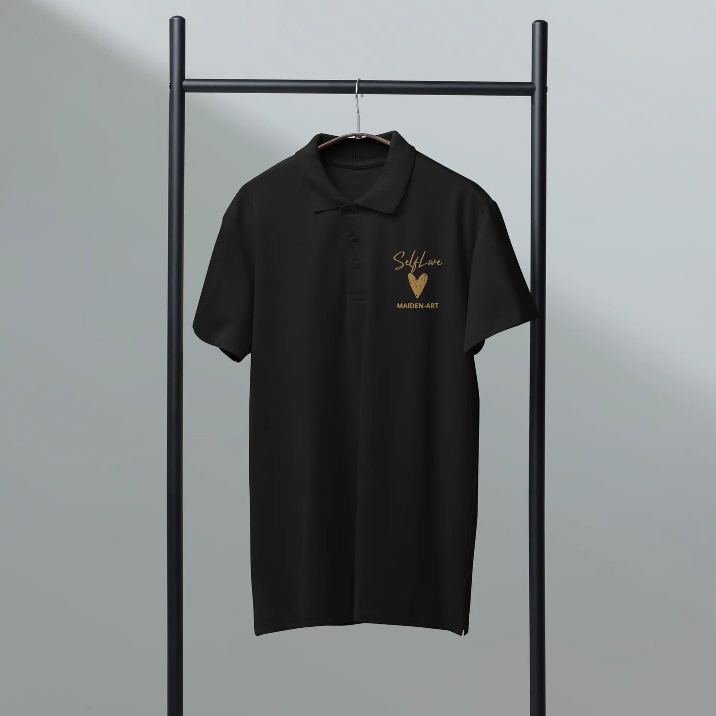 Self Love Premium pique polo shirt with Old Gold Embroidery