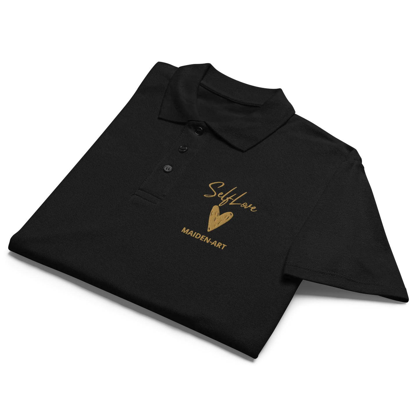 Self Love Premium pique polo shirt with Old Gold Embroidery