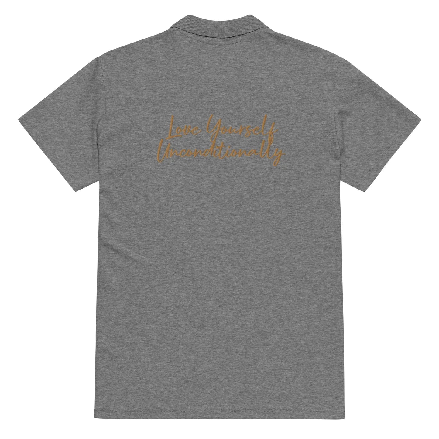 Self Love Premium pique polo shirt with Old Gold Embroidery