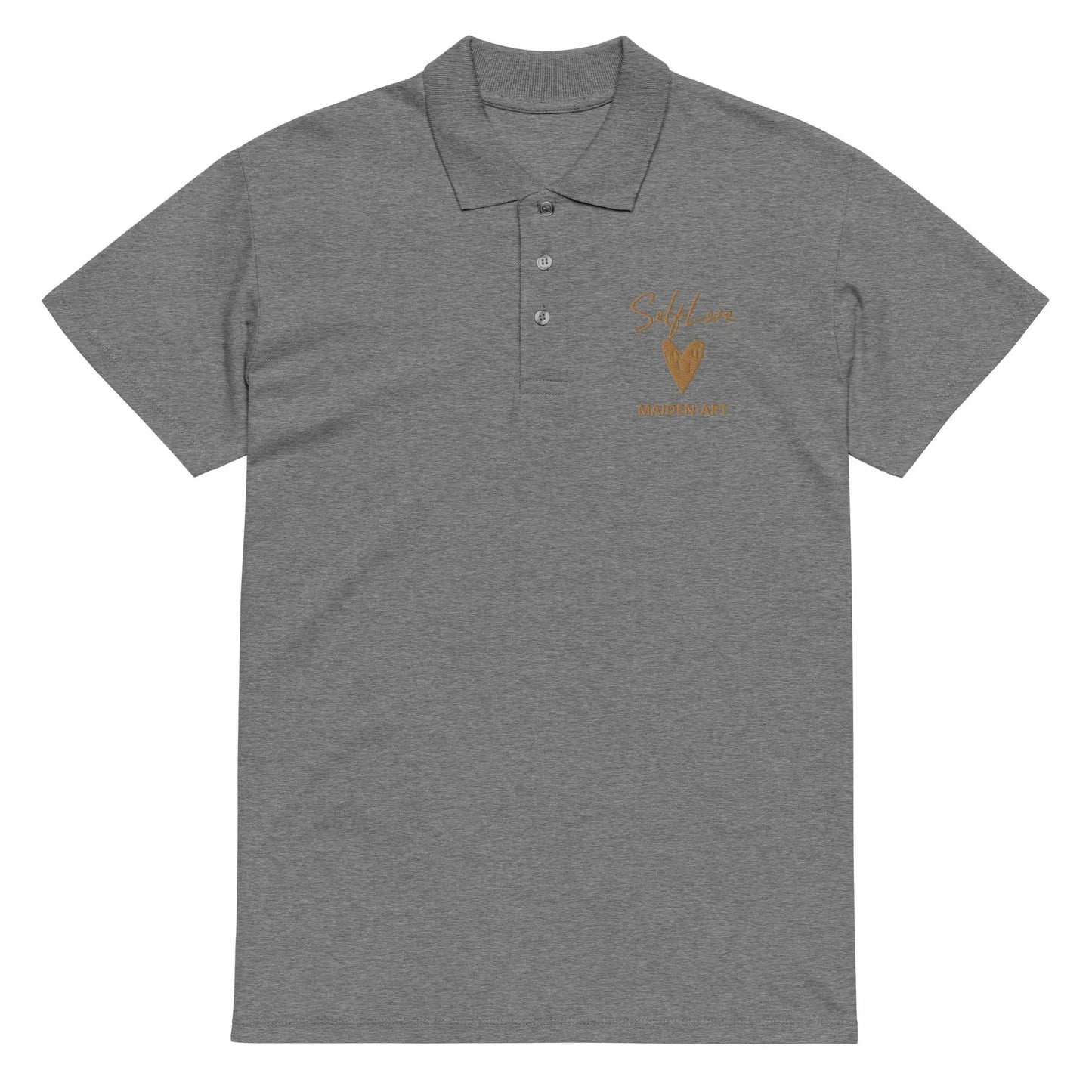 Self Love Premium pique polo shirt with Old Gold Embroidery