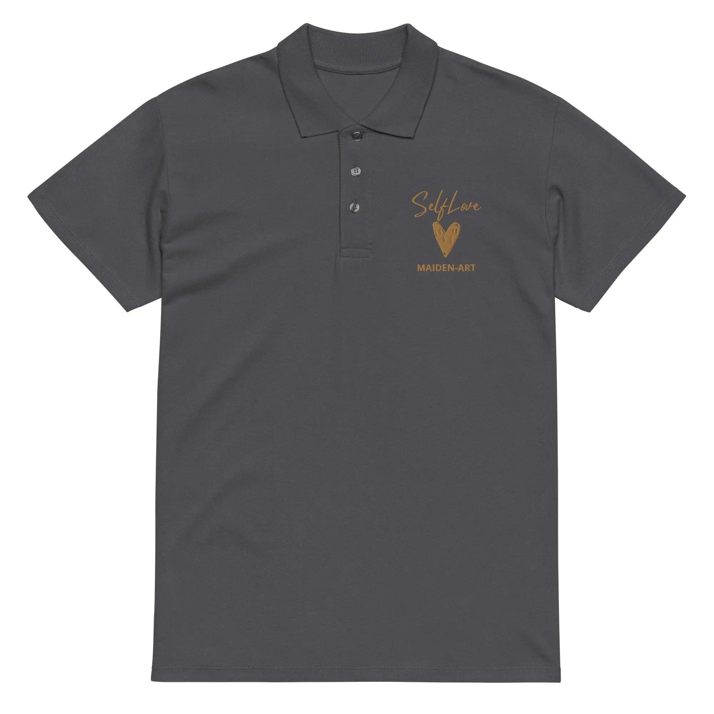 Self Love Premium pique polo shirt with Old Gold Embroidery