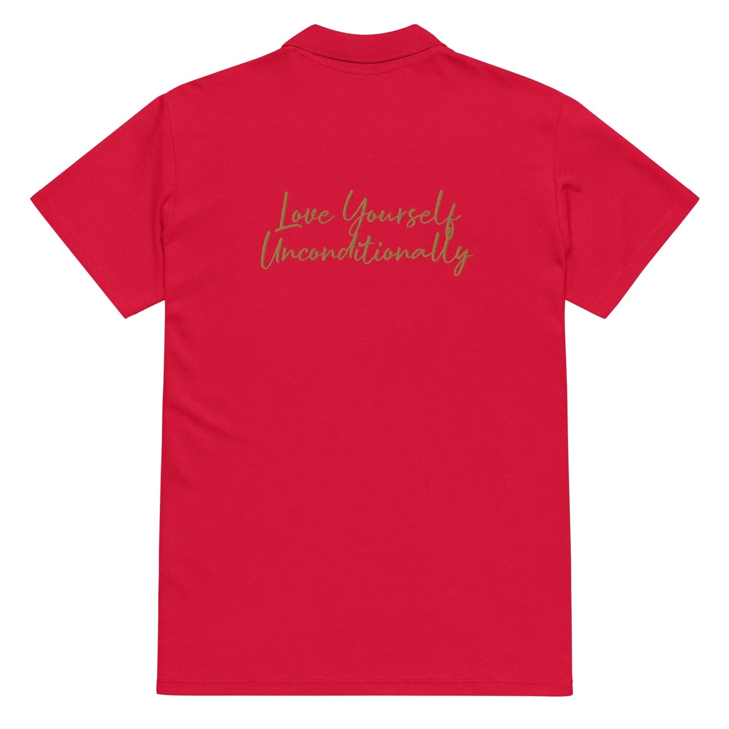 Self Love Premium pique polo shirt with Old Gold Embroidery