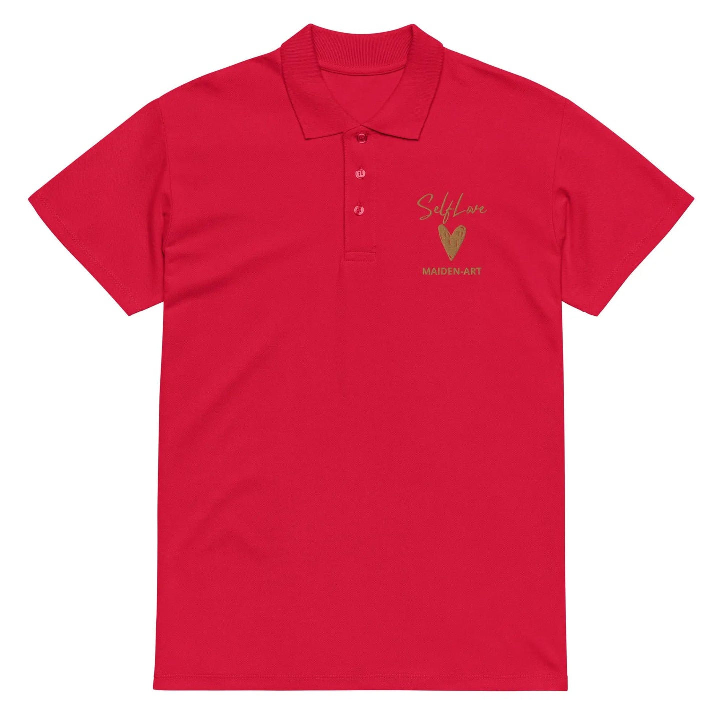Self Love Premium pique polo shirt with Old Gold Embroidery