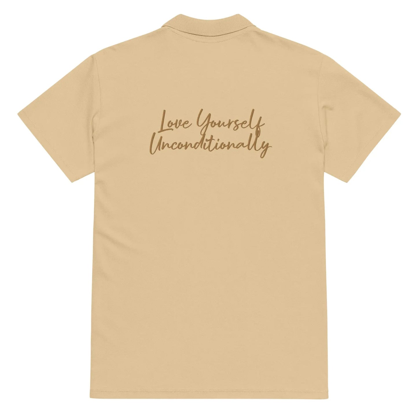 Self Love Premium pique polo shirt with Old Gold Embroidery