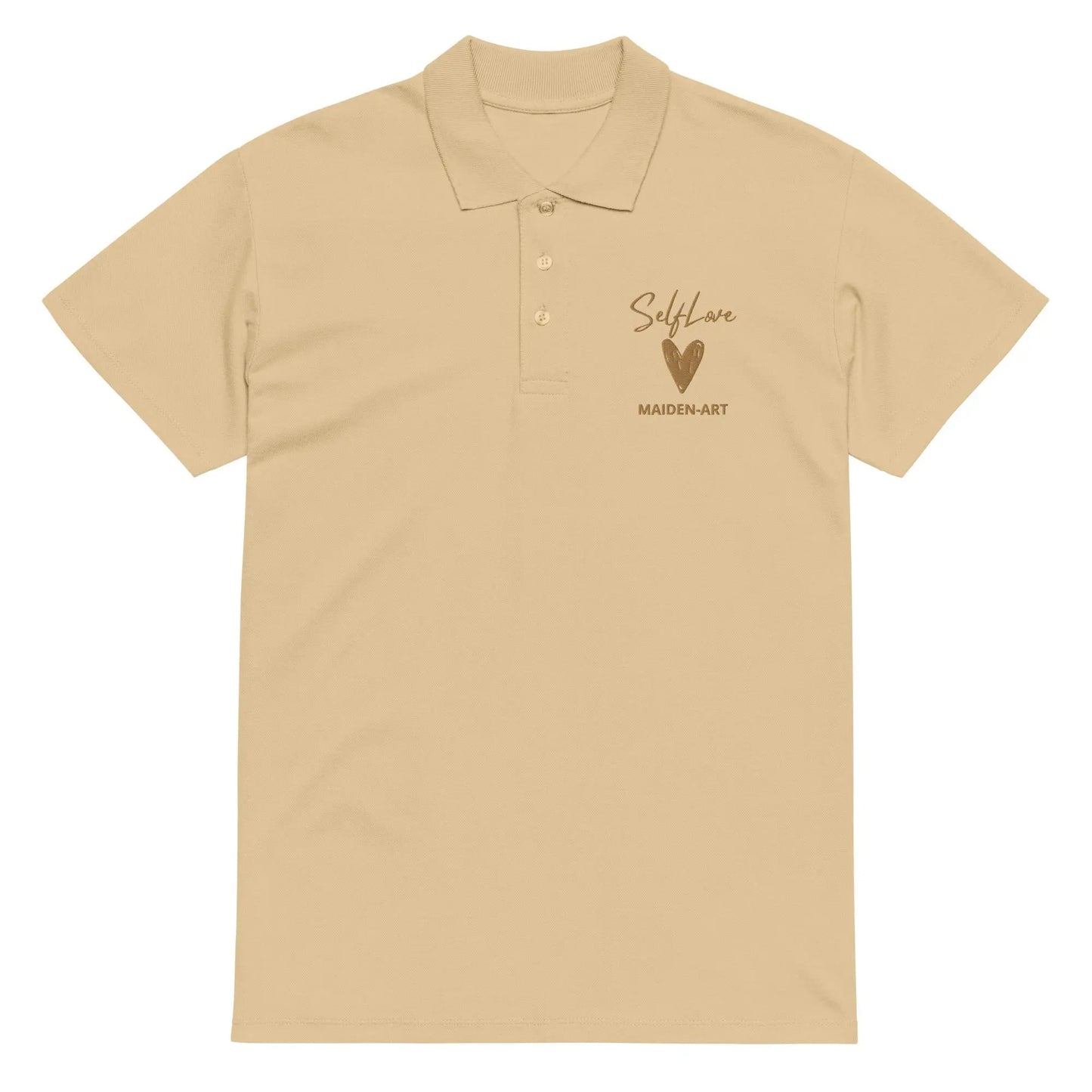 Self Love Premium pique polo shirt with Old Gold Embroidery